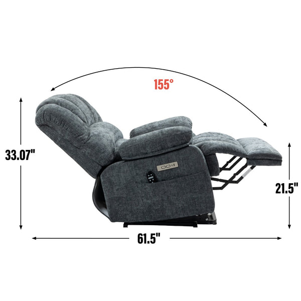 English Elm 23" Wide High Back Chenille Power Lift Recliner with Massage Heat and Usb Port W1803P263643