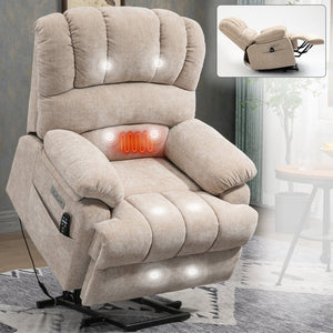 English Elm 23" Oversized Chenille Power Lift Recliner with Massage Heating and Usb Charging W1803P236297