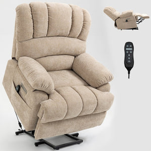 English Elm 23" Oversized Chenille Power Lift Recliner with Massage Heating and Usb Charging W1803P236297