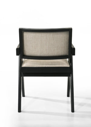 English Elm Jasper Ebony Wood 3 Piece Upholstered Arm Chair and Pedestal Console Set B061S00817