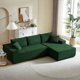 English Elm Sectional Sofa Set Separate L Shaped Couch Cover For Both Left/Right Corduroy Couch (Seat and Back: 1 Chaise + 2 Sofa Seater) Including Bottom Frame .Dark Green