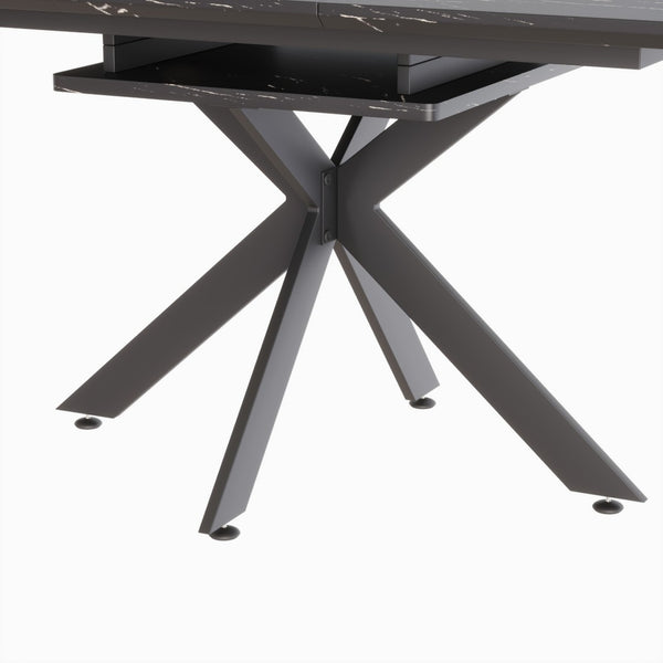 English Elm 62.4" Extendable Mdf Dining Table Set Seats 8 with Upholstered Curved Backrest Chairs Black White W2189S00955