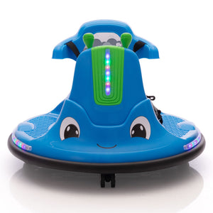 English Elm 12v Snail Electric Bumper Ride on Car with 360 Spin Led Music Parental Remote Ages 3-8 Blue W2181P160634