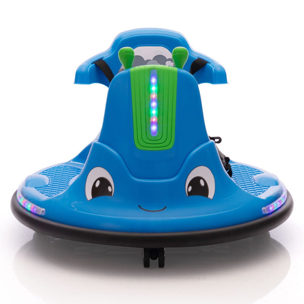 English Elm 12v Snail Electric Bumper Ride on Car with 360 Spin Led Music Parental Remote Ages 3-8 Blue W2181P160634