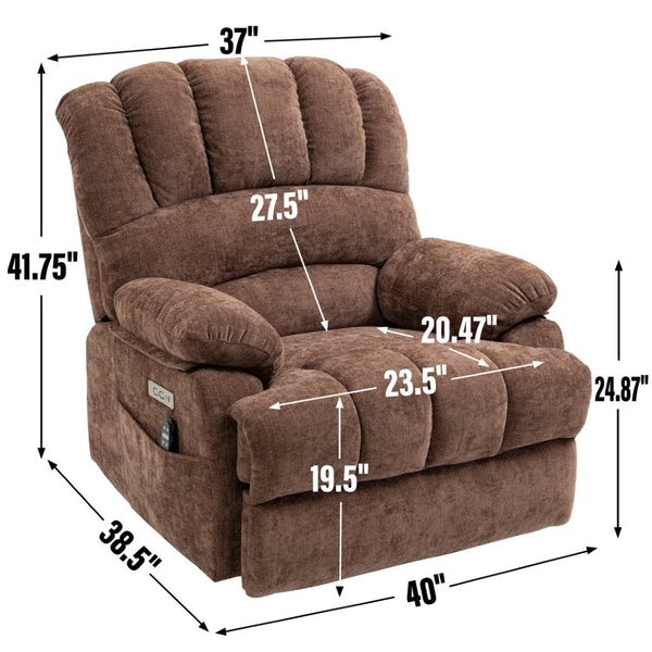 English Elm 23" Wide Seat Chenille Power Lift Recliner with Vibration Massage and Lumbar Heat W1803P247681