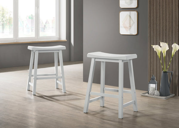 English Elm Set of 2 Alonzo Backless Counter Stools Solid Wood Frame Ergonomic Kitchen Seating B061P160683