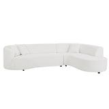 White Convertible Modular Sectional Sofa with Right Chaise, L-Shaped Corner, Upholstered Couch - Living Room Furniture