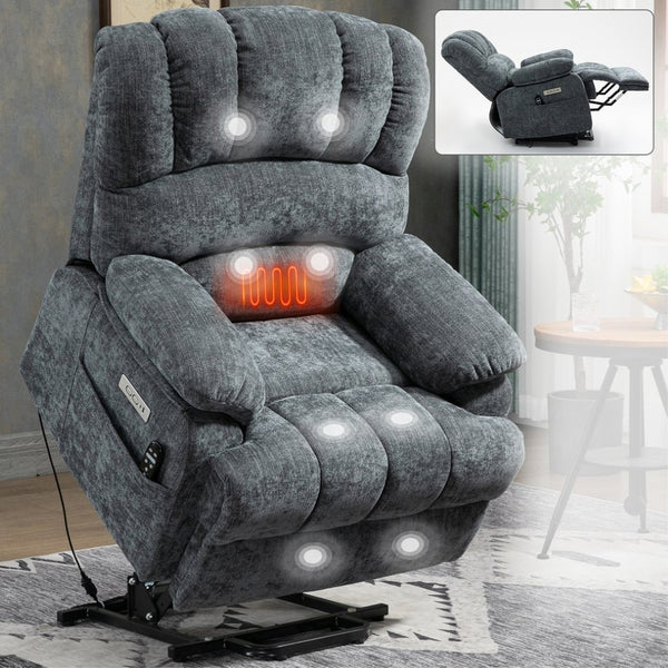 English Elm 23" Wide High Back Chenille Power Lift Recliner with Massage Heat and Usb Port W1803P263643