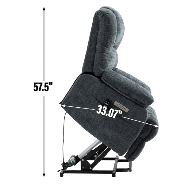 English Elm 23" Wide High Back Chenille Power Lift Recliner with Massage Heat and Usb Port W1803P263643
