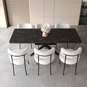 English Elm 62.4" Extendable Dining Table Set For 6-8 With Modern Chairs – Stylish & Durable For Family Gatherings W2189S00133