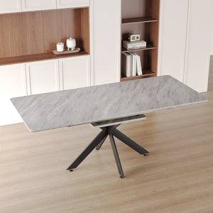 English Elm 62.4" Extendable Dining Table Set For 4-8 With Modern Grey Finish, Comfortable Chairs & Easy Clean Top W2189S00147