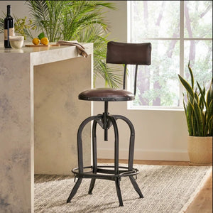 Christopher Knight Home® - Noble House - - Upholstered Adjustable Height Swivel Barstool