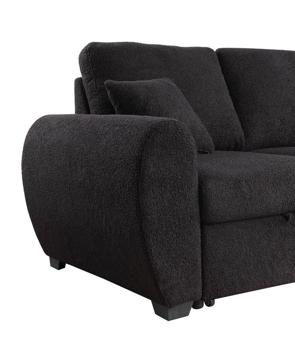 English Elm Veronica Teddy Fleece Sleeper Sectional with Reversible Chaise and Hidden Storage B061S00816