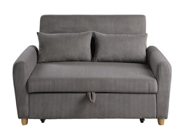 English Elm Justine Corduroy Convertible Loveseat with Fold Flat Sleeper and Wood Legs B061P160678