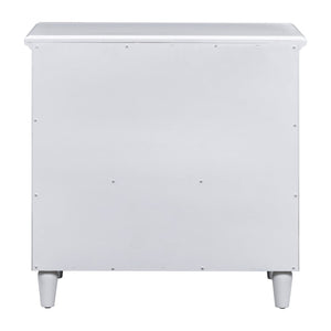 English Elm U_style Three Drawer Painted Nightstand Rubberwood Legs Minimalist Bedside Storage Cabinet White WF319366AAK