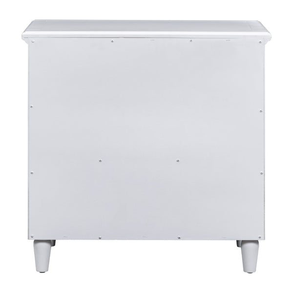 English Elm U_style Three Drawer Painted Nightstand Rubberwood Legs Minimalist Bedside Storage Cabinet White WF319366AAK
