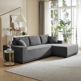 English Elm L Shape Sectional Sofa Corduroy Couches Modular Sectional Living Room Sofa Set Upholstered Sleeper Sofa For Living Room, Bedroom, Salon, Including Bottom Frame .Grey