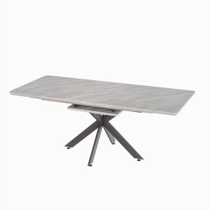 English Elm 62.4" Extendable Mdf Dining Table Set Seats 8 with Padded Chairs and Metal Legs W2189S00946