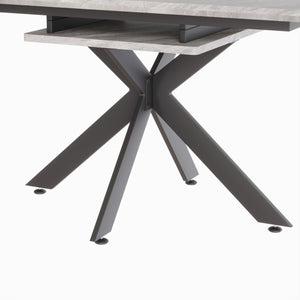 English Elm 62.4" Extendable Dining Table Mid-Century Industrial MDF Top with Metal X Legs Seats 8-10 Comfortably Grey+Black W2189S00100