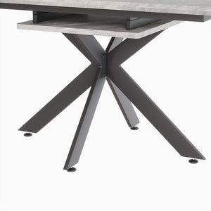 English Elm 62.4" Extendable Mdf Dining Set with Upholstered Chairs and Black X Metal Legs Grey+White W2189S00945