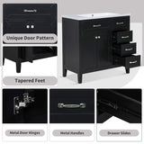 English Elm 36" Bathroom Vanity With Sink Combo, Black Bathroom Cabinet With Drawers, Solid Frame and Mdf Board (Old Sku:Jl000007Aab)