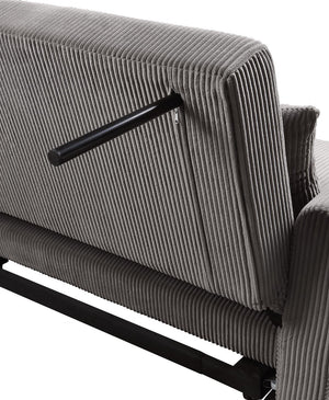 English Elm Justine Corduroy Convertible Loveseat with Fold Flat Sleeper and Wood Legs B061P160678