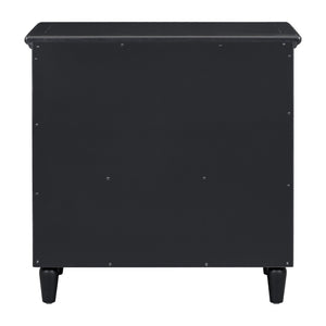 English Elm U_style Three Drawer Painted Nightstand Rubberwood Legs Minimalist Bedside Storage Cabinet Black WF319366AAB