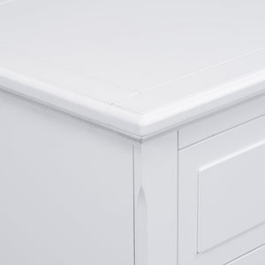 English Elm U_style Three Drawer Painted Nightstand Rubberwood Legs Minimalist Bedside Storage Cabinet White WF319366AAK