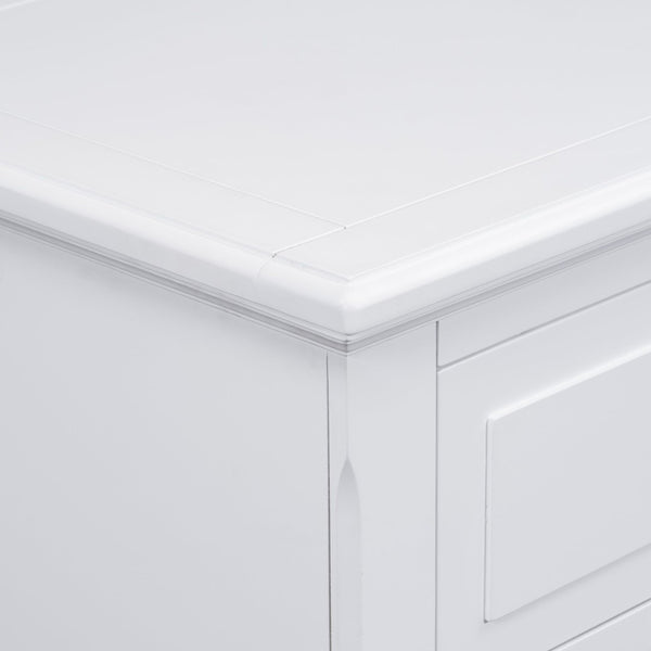 English Elm U_style Three Drawer Painted Nightstand Rubberwood Legs Minimalist Bedside Storage Cabinet White WF319366AAK