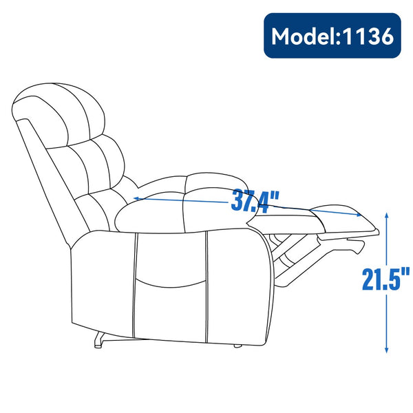 English Elm 23" Wide Seat Chenille Power Lift Recliner with Vibration Massage and Lumbar Heat W1803P247681