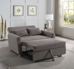 English Elm Justine Corduroy Convertible Loveseat with Fold Flat Sleeper and Wood Legs B061P160678