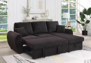English Elm Veronica Teddy Fleece Sleeper Sectional with Reversible Chaise and Hidden Storage B061S00816