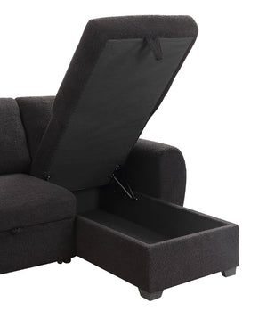 English Elm Veronica Teddy Fleece Sleeper Sectional with Reversible Chaise and Hidden Storage B061S00816