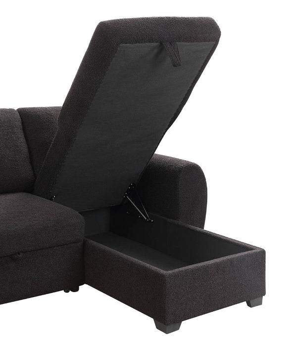English Elm Veronica Teddy Fleece Sleeper Sectional with Reversible Chaise and Hidden Storage B061S00816