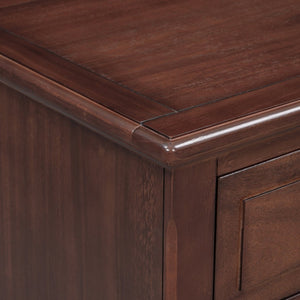 English Elm U_style Three Drawer Painted Nightstand Rubberwood Legs Minimalist Bedside Storage Cabinet Brown WF319366AAD