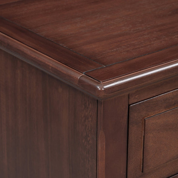 English Elm U_style Three Drawer Painted Nightstand Rubberwood Legs Minimalist Bedside Storage Cabinet Brown WF319366AAD