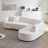 English Elm Convertible Modular Sectional Sofa With Right Chaises L-Shaped Corner Comfy Upholstered Couch Living Room Furniture Sets.White