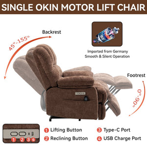 English Elm 23" Wide Seat Chenille Power Lift Recliner with Vibration Massage and Lumbar Heat W1803P247681