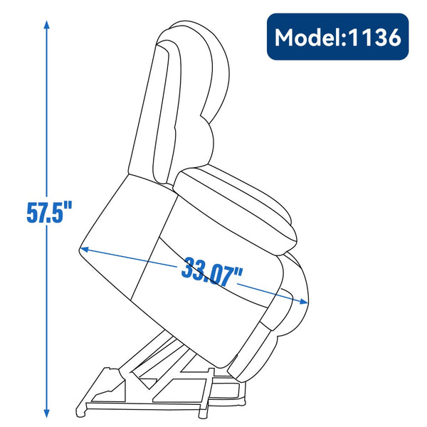 English Elm 23" Oversized Chenille Power Lift Recliner with Massage Heating and Usb Charging W1803P236297