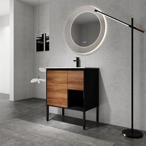 English Elm 30 inch Dual-Install Vanity with Gel Sink, Soft-Close Doors & 2/3 Drawers, Plywood, Water-Resist Finish W999102639
