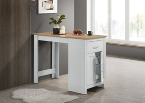 English Elm Alonzo Oak Finish Counter Height Dining Table with Cabinet Storage for Kitchen Nooks B061P160682