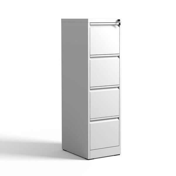 English Elm 4 Drawer Metal Vertical File Cabinet with Lock, Heavy-Duty Steel, Full-Extension Drawers, Anti-Tilt Safety White T2398P154422