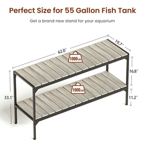 English Elm Flat Iron Two Tier Aquarium Stand with Mesh Back Panel for 40 Gallon Tank Setup W1162P143730