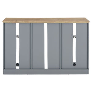 English Elm Modern Farmhouse Sideboard with Glass Doors Wine Rack and Two-tone Oak Blue Finish W1758P147682