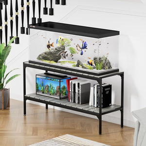 English Elm Flat Iron Two Tier Aquarium Stand with Mesh Back Panel for 40 Gallon Tank Setup W1162P143730