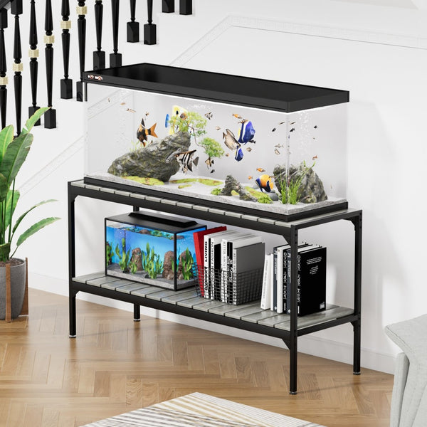 English Elm Flat Iron Two Tier Aquarium Stand with Mesh Back Panel for 40 Gallon Tank Setup W1162P143730