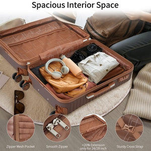 English Elm 4 Piece Abs Hard Shell Luggage Set with Spinner Wheels Tsa Lock and Packing Cubes Brown PP313145AAD