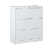 English Elm Lateral File Cabinet 3 Drawer, White Filing Cabinet With Lock, Lockable File Cabinet For Home Office, Locking Metal File Cabinet For Legal/Letter/A4/F4 Size