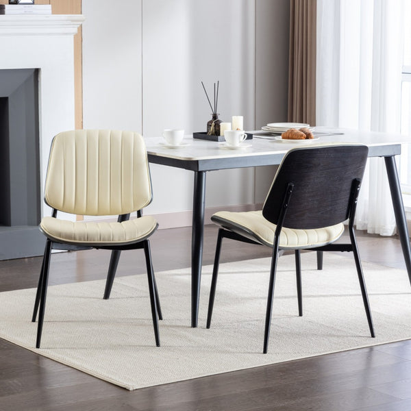 English Elm A&a Furniture Mid-century Dining Chairs Set of 2 Walnut Bentwood Pu Leather Seats W1143P151497