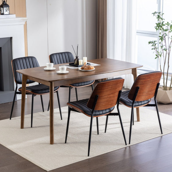 English Elm A&a Furniture Mid-century Dining Chairs Set of 2 Walnut Bentwood Pu Leather Seats W1143P151496